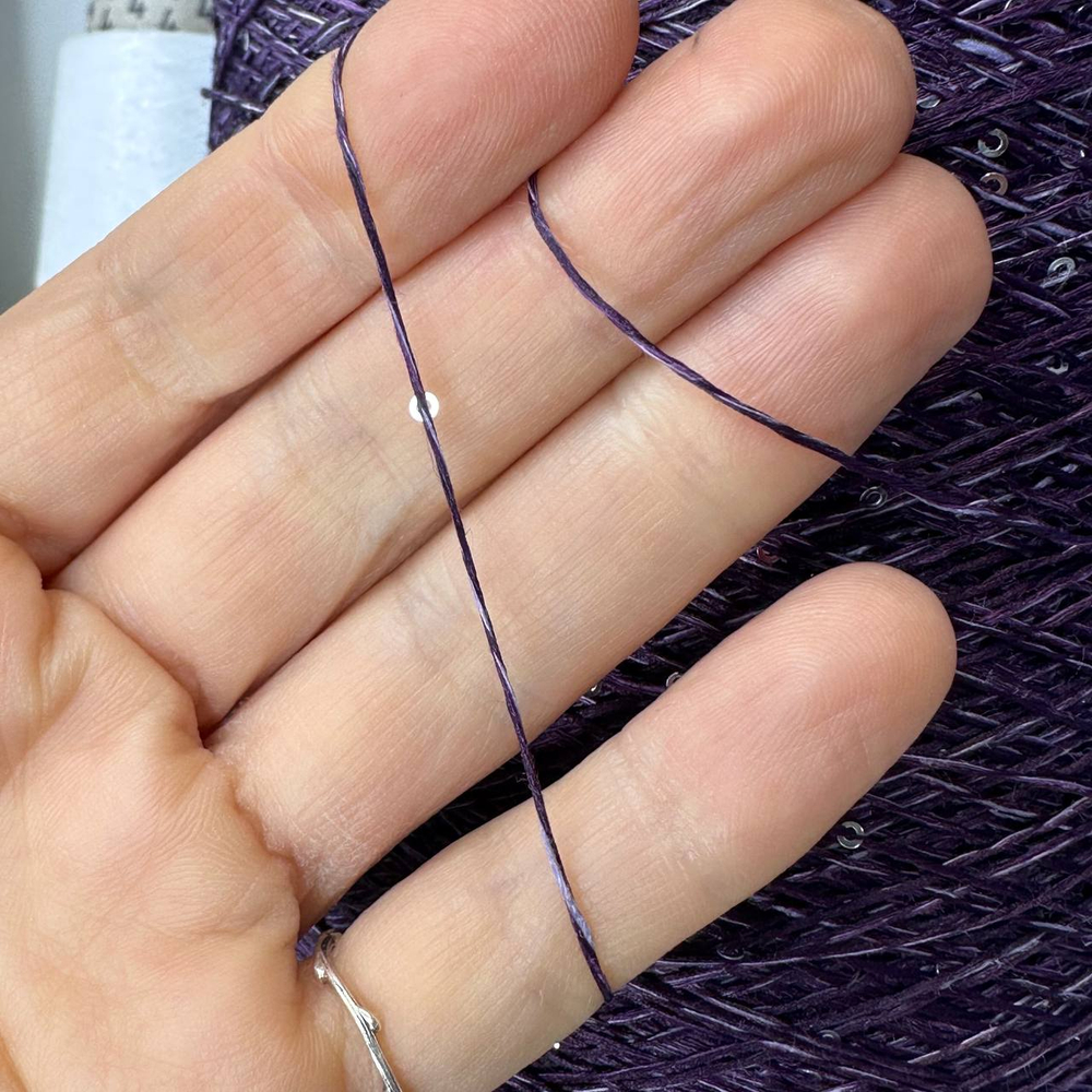 LINETTE PAILLETES - 80% лен, 20% п/а, микропайетки 2мм, ; 450м\100гр; цвет: инжир, пайетки серебро