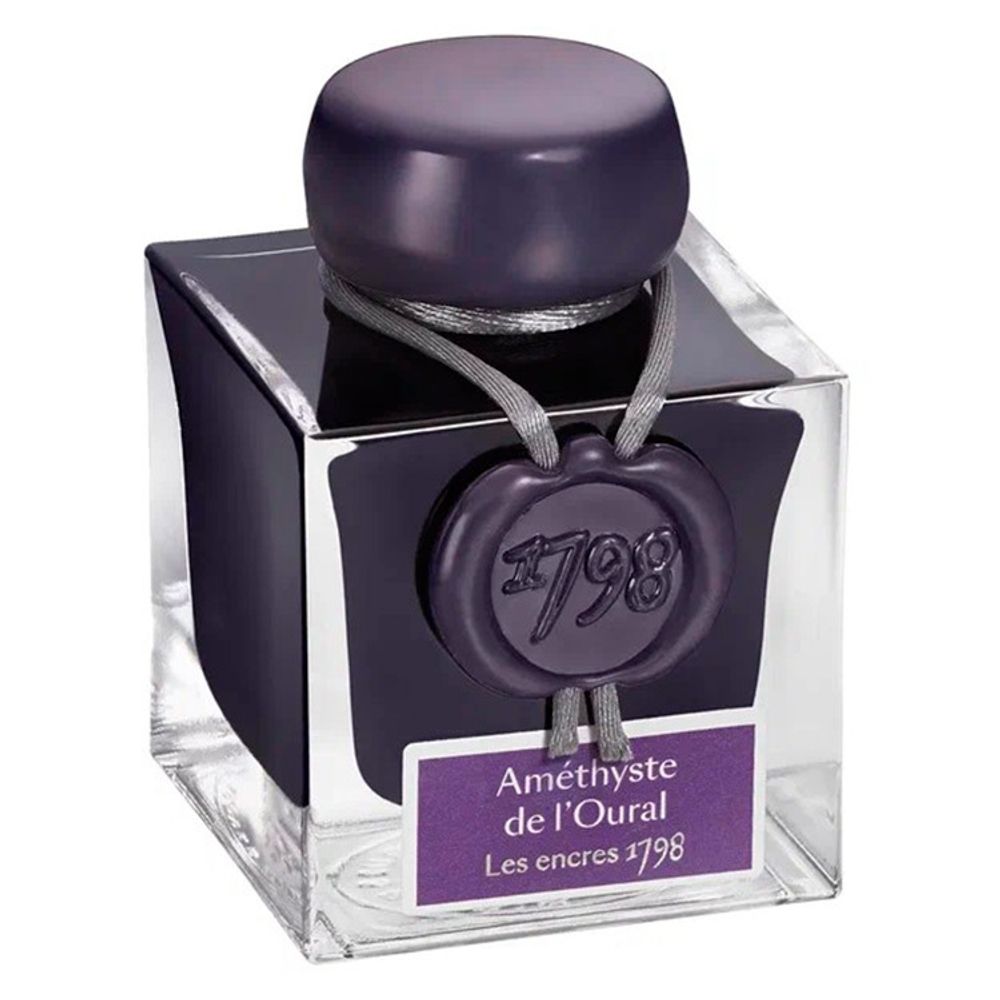 Чернила во флаконе Herbin Prestige 1798 50 мл Amethyste de l'Oural фиолетовые с серебряными блестками (15579JT) 1