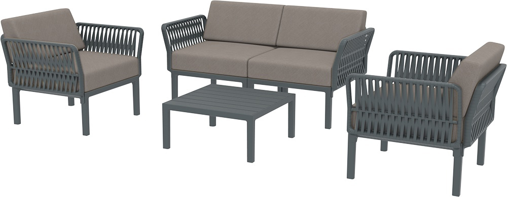 Комплект пластиковой мебели Siesta Contract Portofino Lounge, темно-серый, светло-коричневый