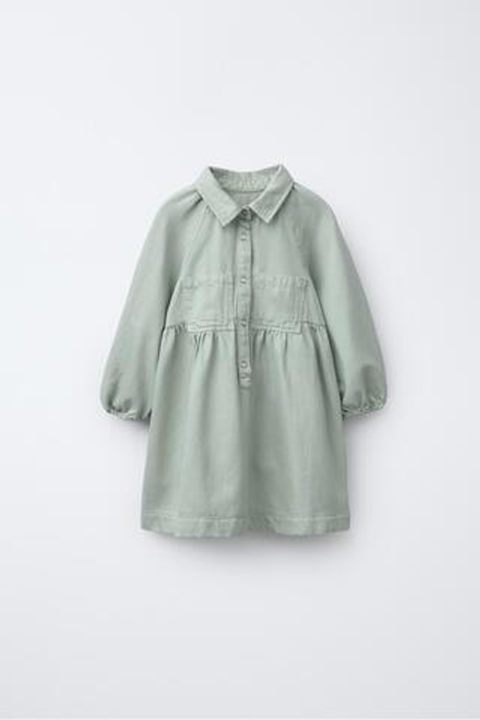 ZARA СТРУЯЩЕЕСЯ ПЛАТЬЕ С КАРМАНАМИ, ХАКИ