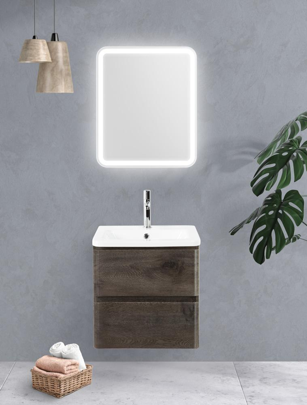 Тумба подвесная с керамической раковиной BelBagno ALBANO-CER-500-2C-SO-RNG