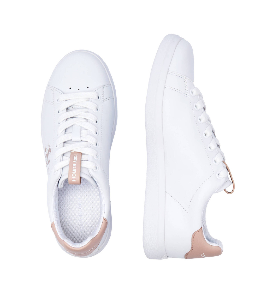 Кожаные кроссовки double t howell court TORY BURCH - белый(149728)