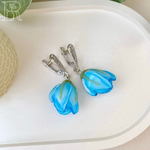 LEFIREL' Серьги серебряные женские "Водяная нимфа" с цветами из муранского стекла / ювелирные украшения из родированного серебра 925