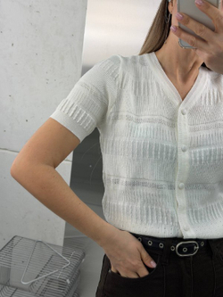 Футболка-поло женская артикул 09028 цвет "молочный"