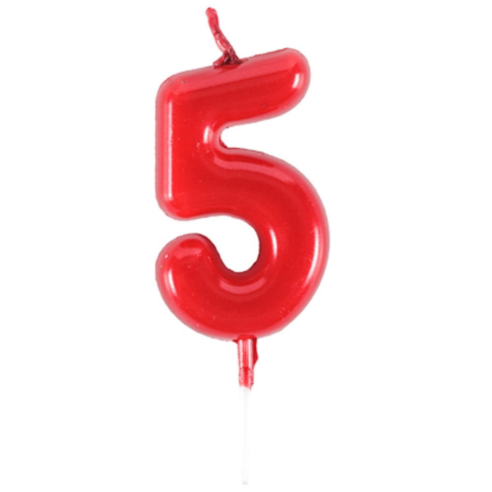 Свеча -цифра "5" Красная 4,5см