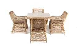 "Айриш" обеденная группа плетеная на 4 персоны, цвет соломенный