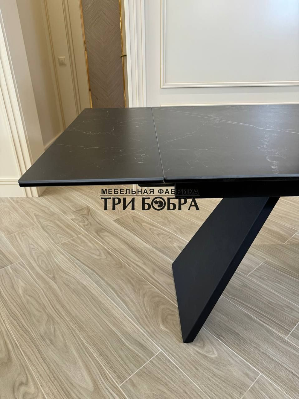 Кухонный раскладной стол "Хилтон", черный мрамор