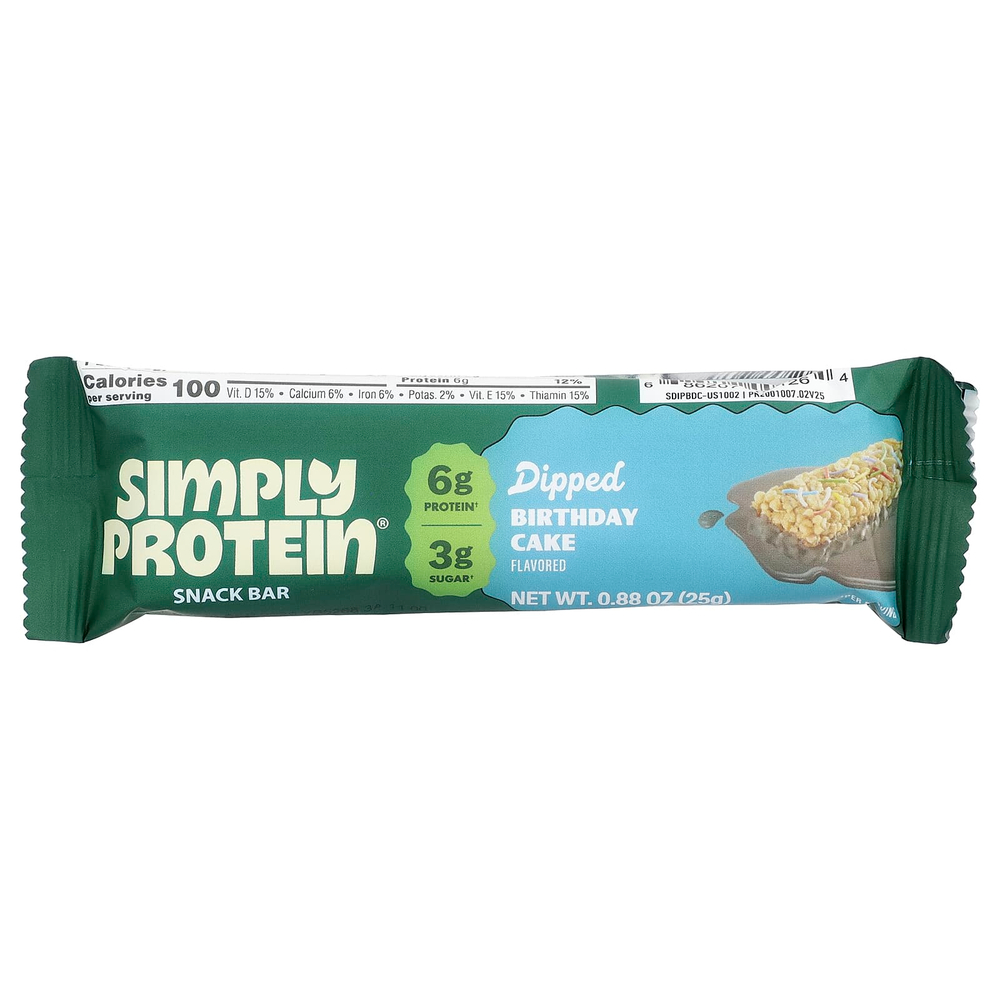 Simply Protein, батончики-снеки, со вкусом торта, 5 батончиков по 25 г (0,88 унции)