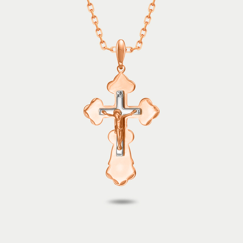 Крест женский православный из розового золота 585 пробы без вставок (арт. АПШ0-0114)