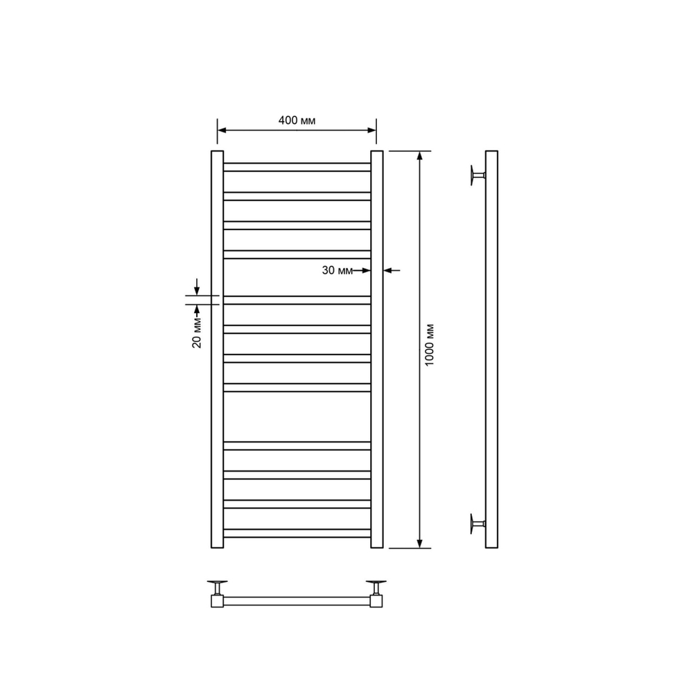 Полотенцесушитель водяной Comfysan Pioli-K W-10 100/40, черный, шт