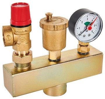 Группа безопасности котла Rommer 1" (3 бар до 50 кВт) без теплоизоляции (RVS-0004-015025)