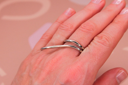 Кольцо на два пальца родий Корея