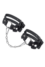Черные кожаные оковы из двух ремешков (Цвет: черный)