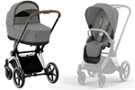 Коляска 3 в 1 Cybex Priam IV Chrome Brown complete и автокресло Aton B2 i-Size Steel Grey Mirage Grey