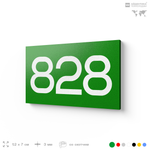 Номер на дверь 828, табличка на дверь для офиса, квартиры, кабинета, аудитории, склада, зеленая 120х70 мм, Айдентика Технолоджи
