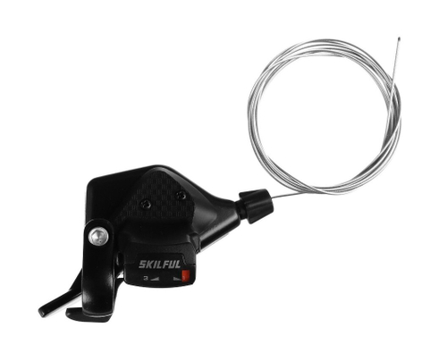 Шифтер Skillful левый 3 ск., трос 1800 мм, совместим с Shimano, черный