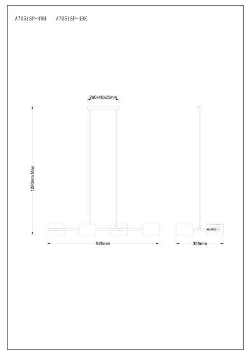 Подвесная люстра Arte Lamp Sebastian A7051SP-4WH