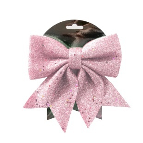 Декоративный бант Праздничный, Розовый, с блестками, 15*20 см, 1 шт. в упак.