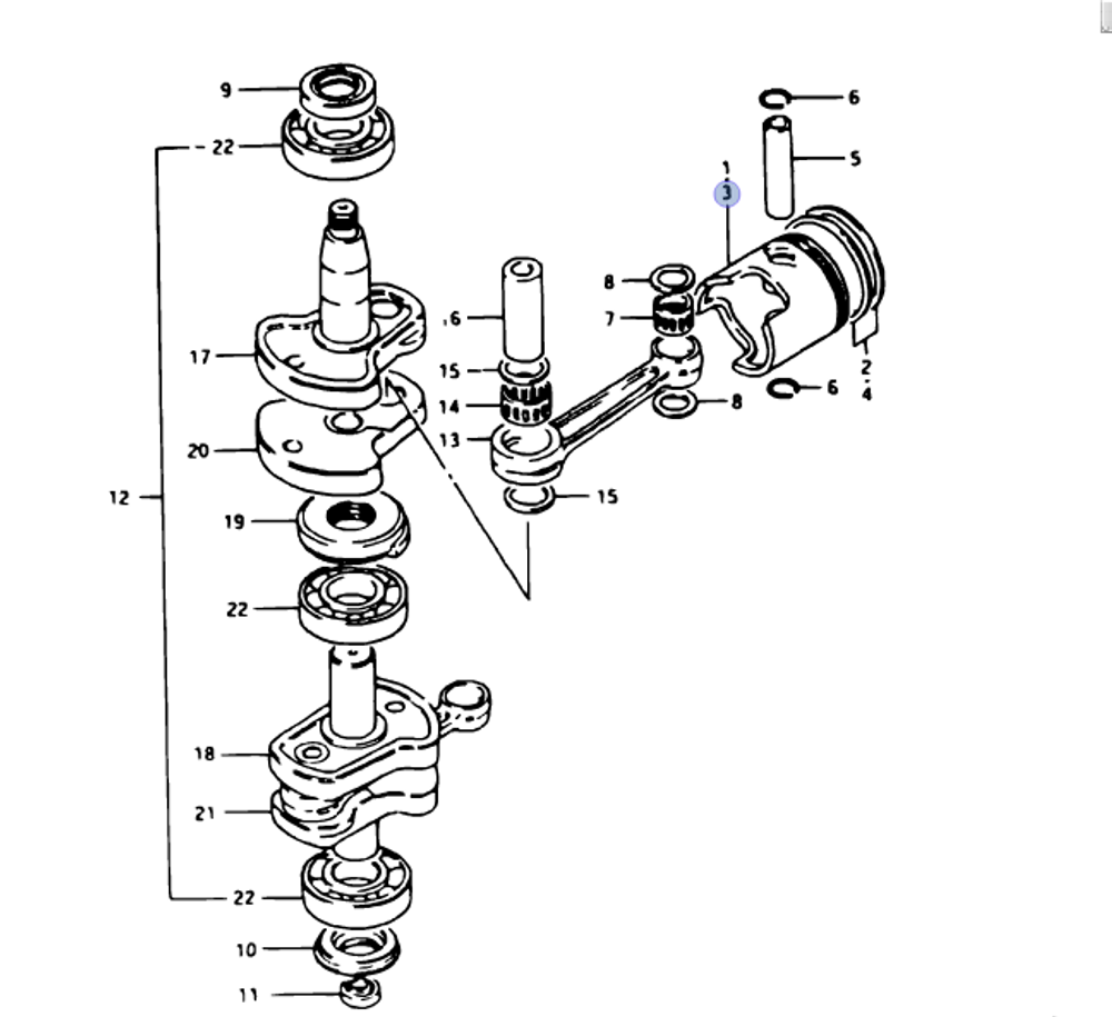 Поршень Suzuki DT35/40лс (12110-94350-000)