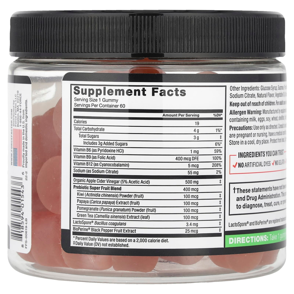 Force Factor, ProbioSlim®, жевательные мармеладки с яблочным уксусом, 60 жевательных таблеток