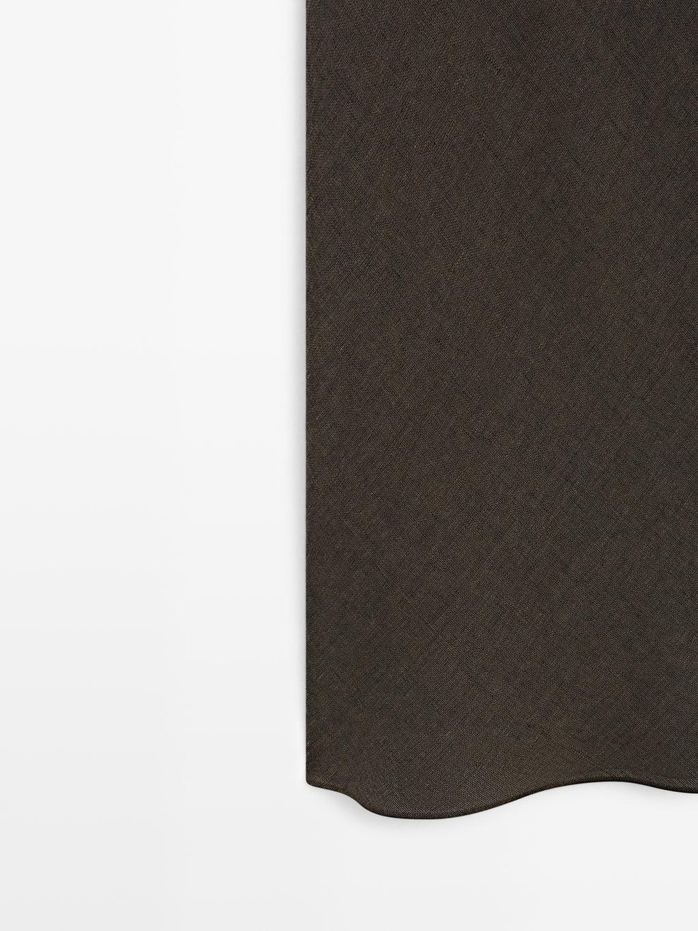 Massimo Dutti Платье миди из 100% льна с декоративными элементами на плечах, серый
