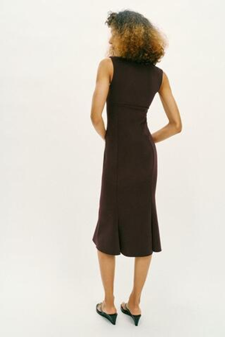 ZARA ПЛАТЬЕ С ВЫРЕЗОМ СЕРДЕЧКОМ, КОРИЧНЕВЫЙ