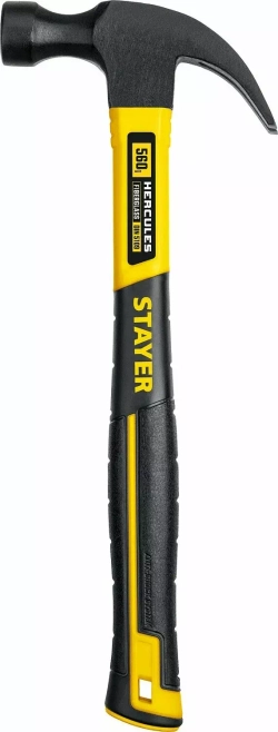 Столярный молоток-гвоздодёр с фибергласовой рукояткой STAYER Hercules 560 г 2026-560_z02