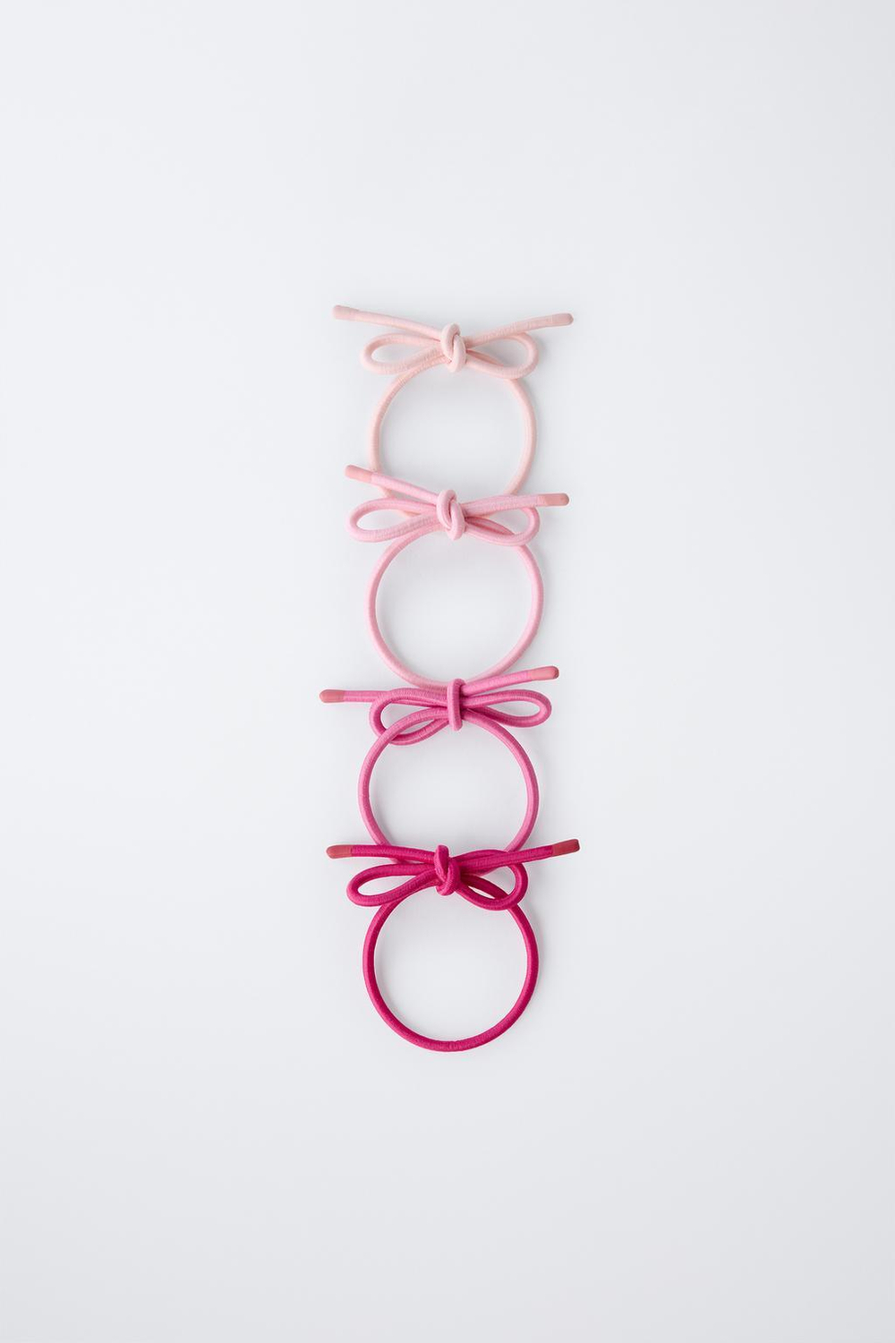 ZARA НАБОР ИЗ 4 РЕЗИНОК ДЛЯ ВОЛОС С БАНТОМ, РОЗОВЫЙ