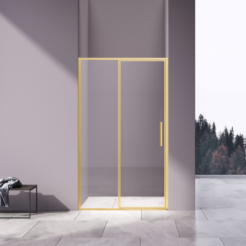 Душевая дверь Slim 8mm VDP-4SL120CLG, брашированное золото, стекло прозрачное