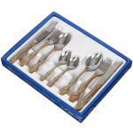 Набор столовых приборов нерж сталь, 24 пр, зол напыл, подар уп, Павлов з-д, Тройка М-3, СН-12/53л