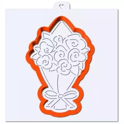 Вырубка для пряника, печенья, мастики с трафаретом "Букет"