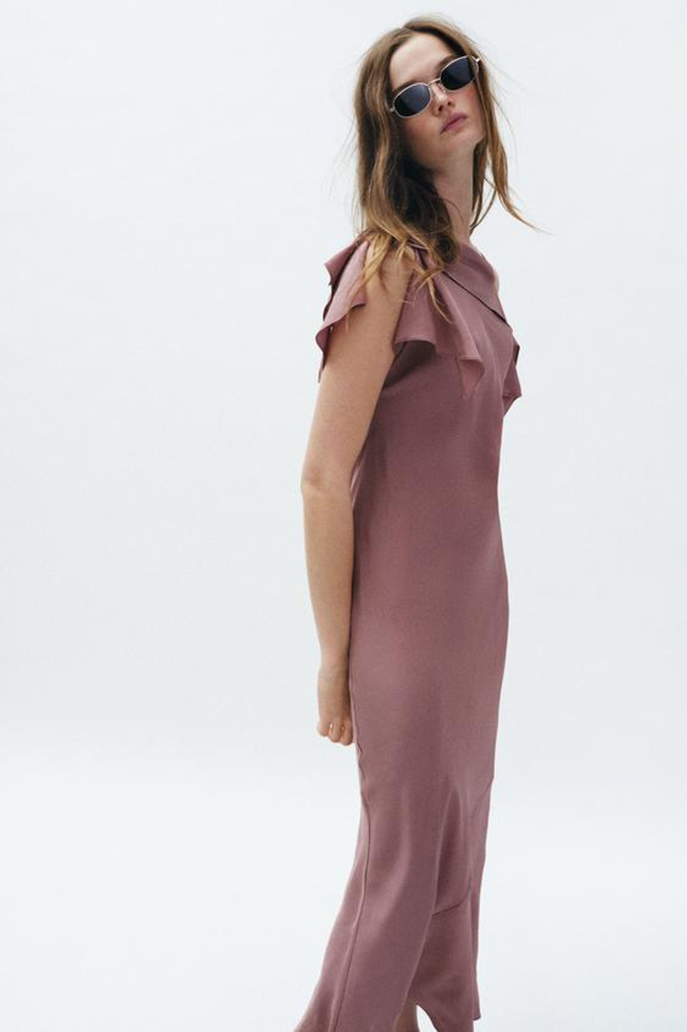 ZARA ПЛАТЬЕ МИДИ — ZW COLLECTION, ЦВЕТ МАЛЬВЫ