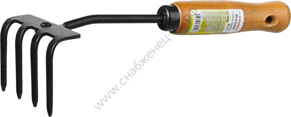 GRINDA ProLine 64х100х270 мм, 4-х зубые, деревянная ручка, садовые грабли (421515)