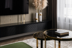 Столы Garda Decor (наб 2шт.) стекло чер.мрам, зол d60*60, d46*50
