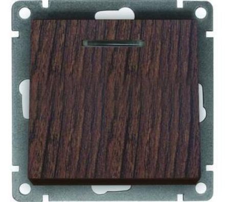Выключатель одноклавишный с подсветкой "UNIVersal" серия "Афина ", с/у, 10А, 220В, венге (еврослот)