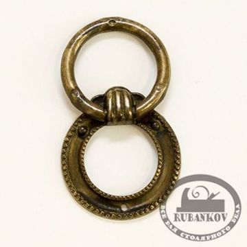 Ручка-кольцо, 'Louis XVI' 38х42мм, латунь пат., фигур. накл., винт,гвоздь, 12330.04200.03