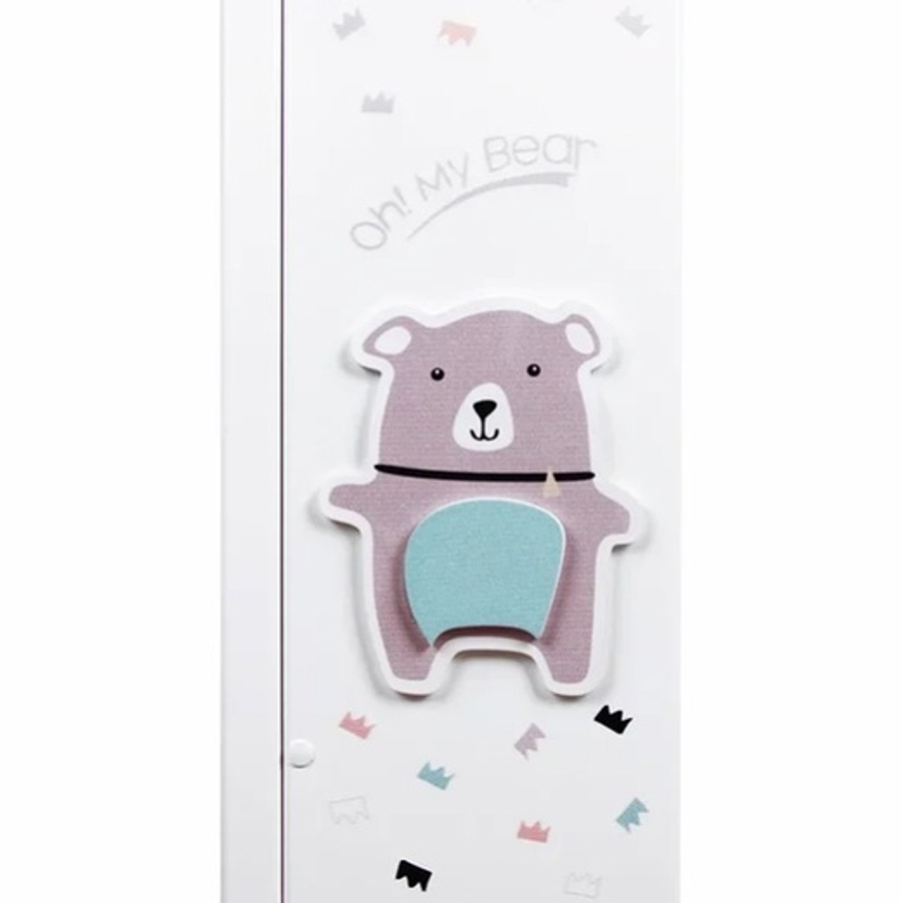 Кровать детская Mini Loft 3D - Oh my bear поперечный маятник (белый) 1200х600