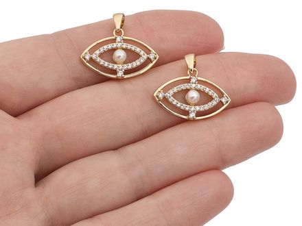 Подвеска "Глаз" со стразами, 13мм