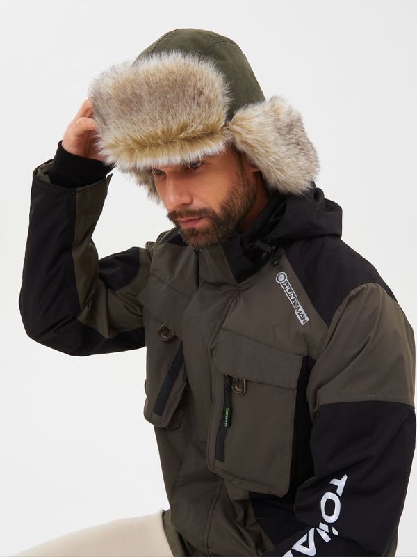 Шапка ушанка зимняя Горка-Люкс ткань Исландия цвет Хаки