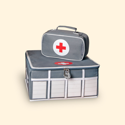 Набор: аптечка домашняя + дорожная (серый)