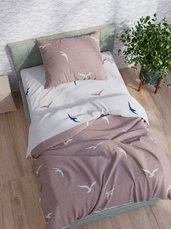 Постельное белье перкаль Сказка "Чайки/Чайки (компаньон)" 1,5-сп Наволочка 50х70 см 1 шт Простынь 150x215 см Пододеяльник 145x215 см