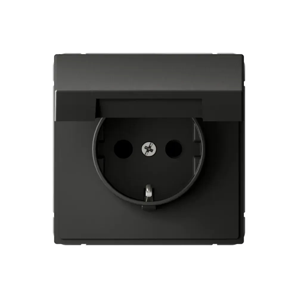 ARTGALLERY РОЗЕТКА с заземл. со шторк. с крышк., 16А, IP20, механизм, быстрозажим. клем., БАЗАЛЬТ