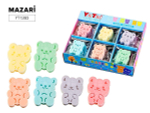 Ластик "Мишка" ПВХ, фигурный, 4*3*0.7см, ассорти 6 цветов (Mazari)