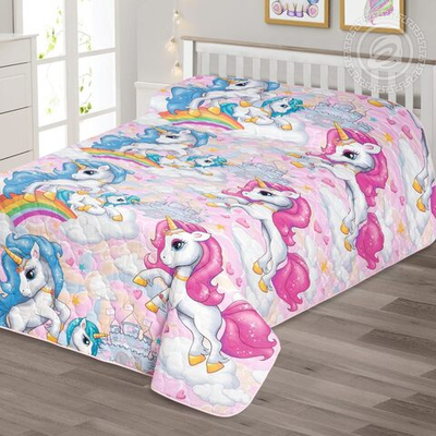 Покрывало детское стеганое из поплина 150*215 Карусельки 2291 АРТПОСТЕЛЬ