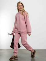 Свитшот женский оверсайз с начесом Розовая пудра