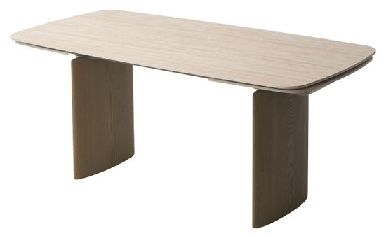 Стол CALVIN 180 MATTE ROME TRAVERTINE SOLID CERAMIC / Серый дуб