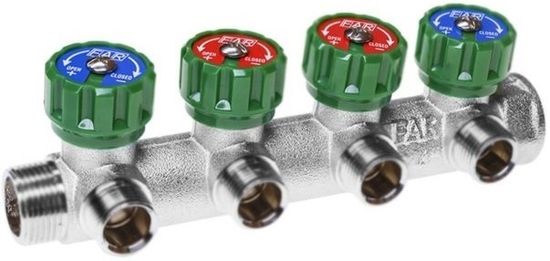 Коллектор FAR 3/4"x1/2" на 4 выхода «плоское уплотнение» (ВР-НР) FK 3824 3412TP