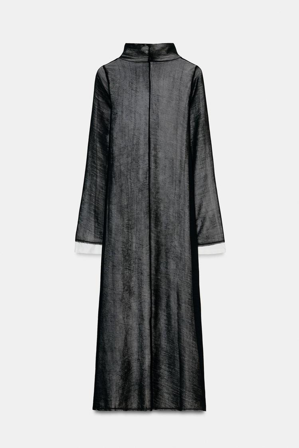 ZARA ДЛИННОЕ КОМБИНИРОВАННОЕ ПЛАТЬЕ, БЕЛЫЙ/ЧЕРНЫЙ