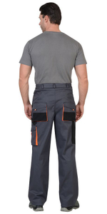 Брюки "Стрейч" темно-серый с оранжевым и черным