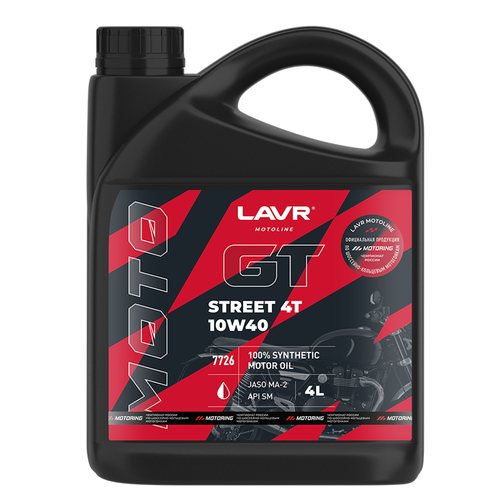 Моторное масло LAVR MOTO GT STREET 4T, 4 л LN7726